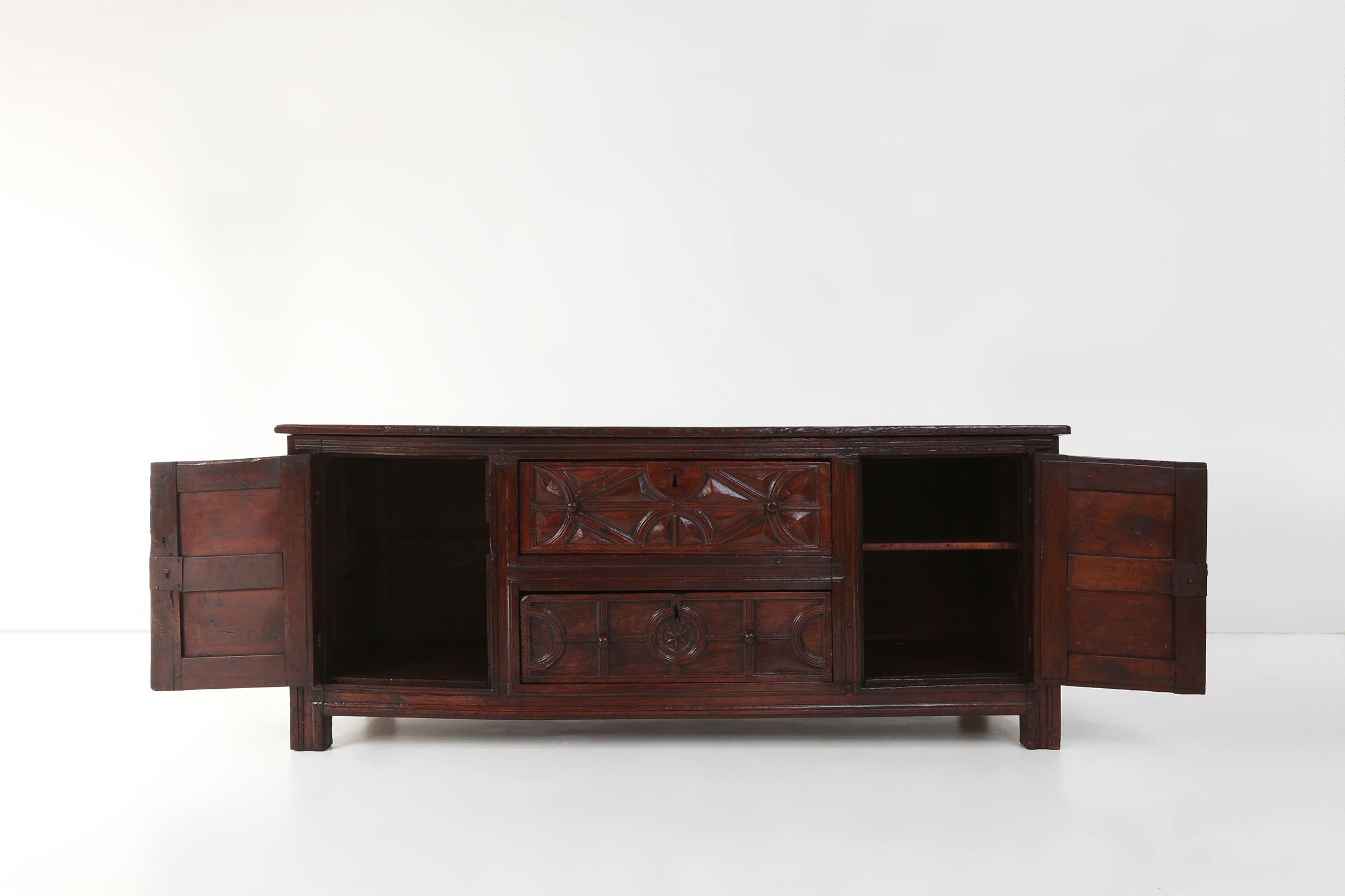 Unique 16th century French geometric sideboard in oakthumbnail